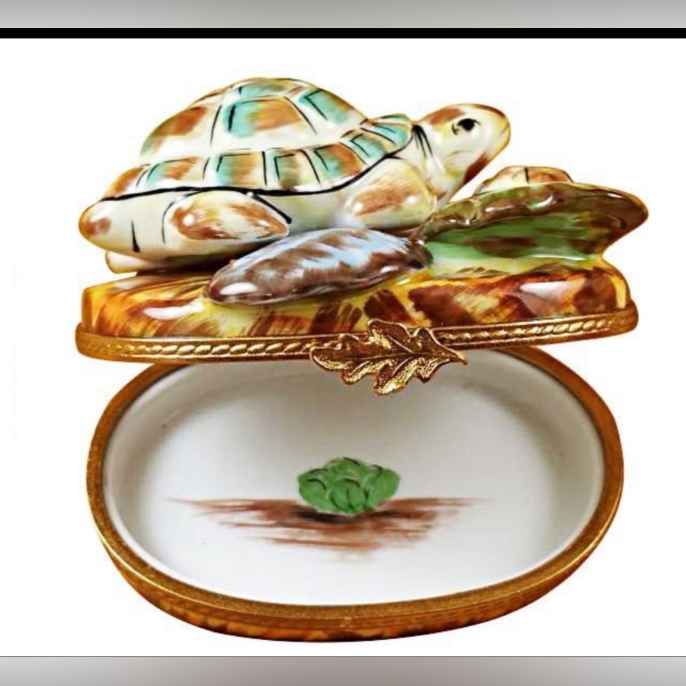 Limoges Turtle Family Porcelain Figurine Collectible 100% Auth…